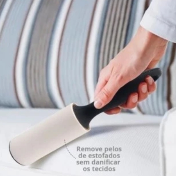 Rolo Tira Pelos e Pó de Roupas com 10 Folhas e Adesivos Reutilizavel