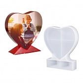 Molde de Resina em Formato de Coração para Exposição, Molde de Silicone em Formato de Coração com Foto Personalizada DIY