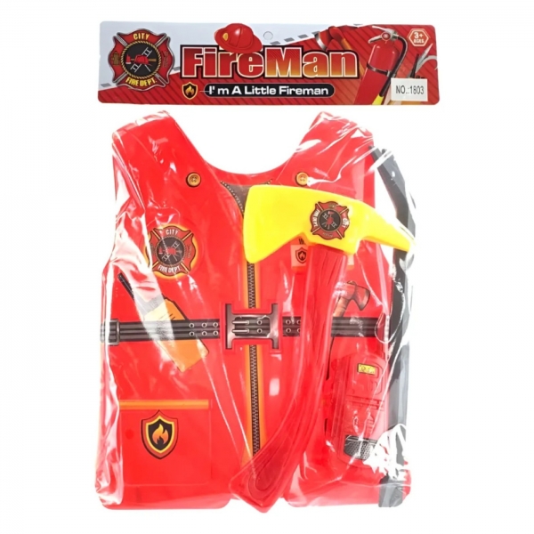 Kit Bombeiro Com Colete + Machado + Radinho Vermelho