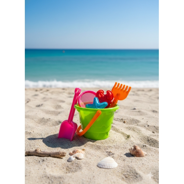 Baldinho de Praia com Acessórios Cores Sortidas - Brinquedo de Verão Resistente