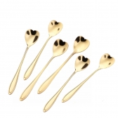 Jogo De Colher Chá E Café Coração Dourada 6 Peças - Luxo