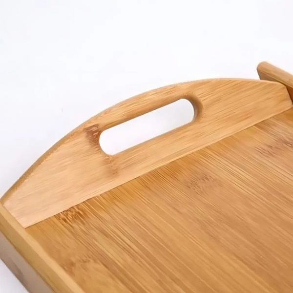 Bandeja Em Bambu Com Alça Para Servir Retangular 34X23Cm