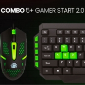 Kit Teclado E Mouse Gamer KG-03R Nemesis Start 2.0 Preto E Verde Mais Mouse Pad Gamer Nemesis