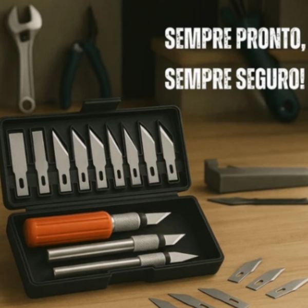 Kit Estilete de Precisão Profissional 13 Laminas Jogo Estilete Artesanato 16 Peças