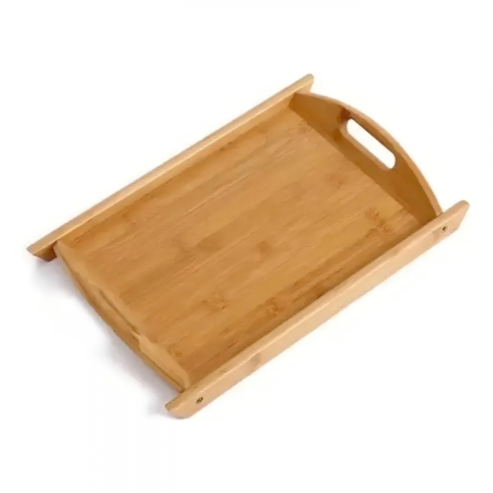 Bandeja Em Bambu Com Alça Para Servir Retangular 34X23Cm