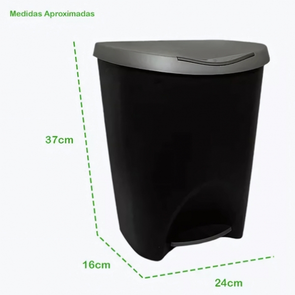 Lixeira 7,5L Cesto Pedal Lixo Banheiro Resistente Escritório