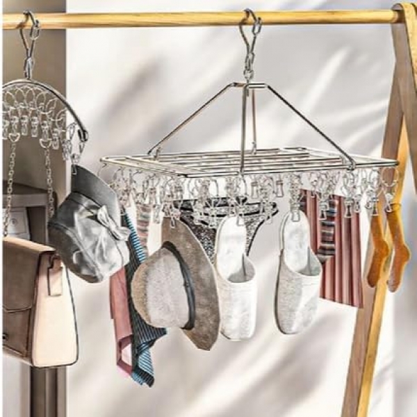 Varal De 40 Clips Inox Prendedores Pratico E Retrátil Cabide Para Roupas Intimas Para Pequenas