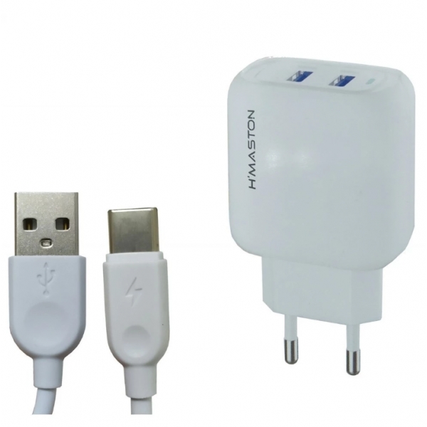 Carregador Turbo de Celular 25W Duplo Entrada Tipo C/ IOS/ V8 Hmaston Y24-1/2/3 Original