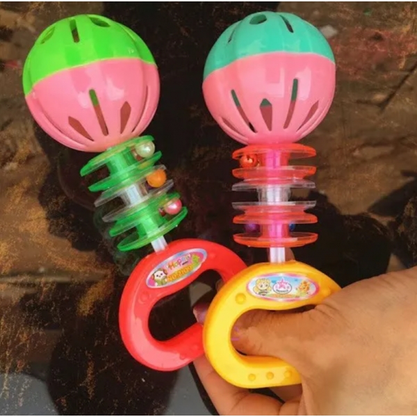 Kit 2 Chocalhos Infantis Coloridos - Estimula Audição e Coordenação Motora do Bebê