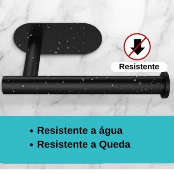 Porta Papel Higienico Premium Adesivo 3m De Parede Inox Preto