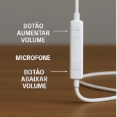 Fone de Ouvido Com Fio Tipo-C Borrachinha Borracha Anti-Ruído Com Microfone Premium Universal