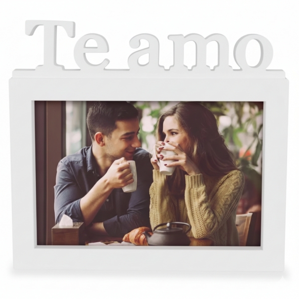 Porta Retrato TE AMO 10x15 cm Branco para Presente de Dia dos Namorados Casamento Esposa Mãe