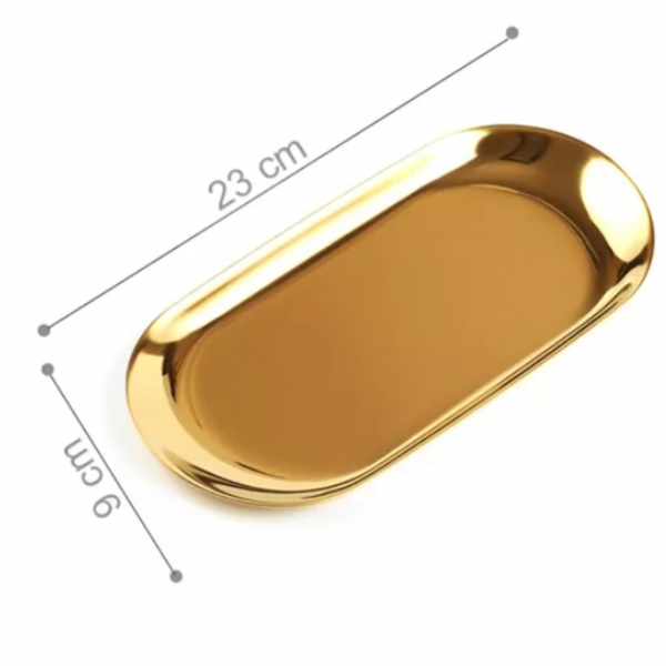 Bandeja Dourada Auxiliar Alimento Estética Micropigmentação