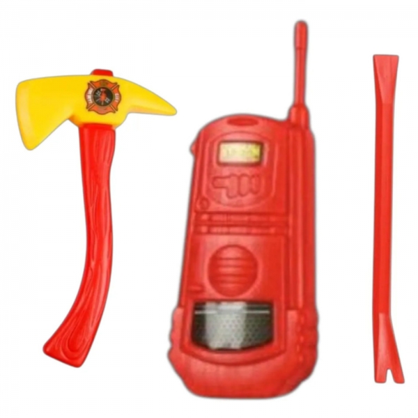 Kit Bombeiro Com Colete + Machado + Radinho Vermelho