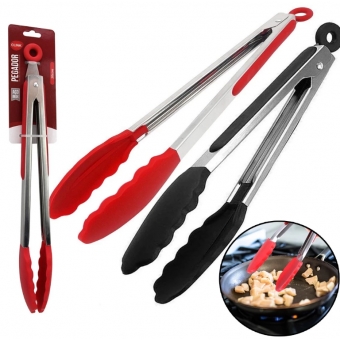 Pegador Em Silicone e Inox para Cozinha - Saladas, Carnes e Alimentos - Grande