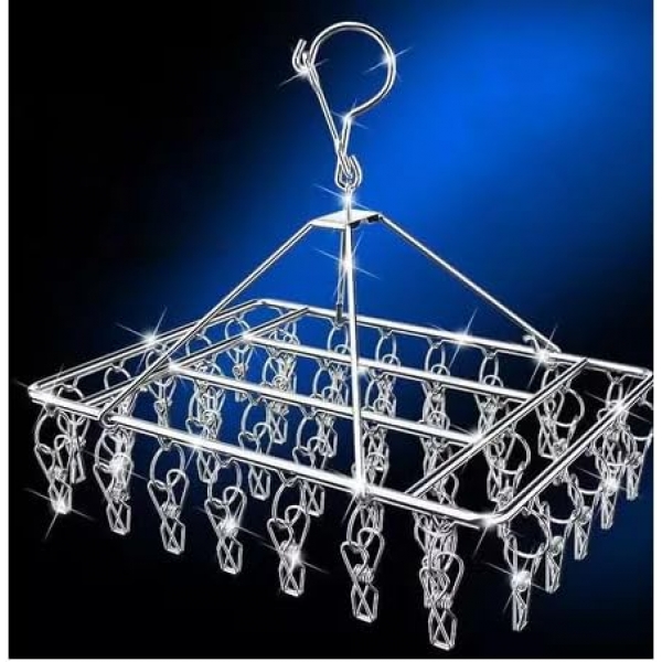 Varal De 40 Clips Inox Prendedores Pratico E Retrátil Cabide Para Roupas Intimas Para Pequenas