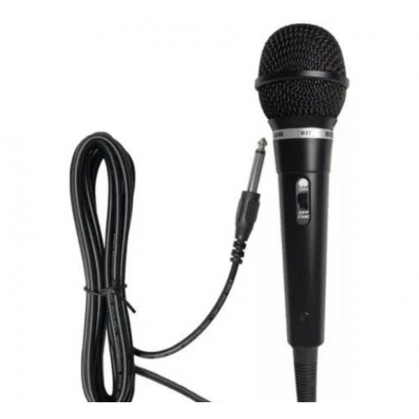 Microfone Profissional Com Cabo 3 Metros Fios Chave Liga Desliga Saída P10
