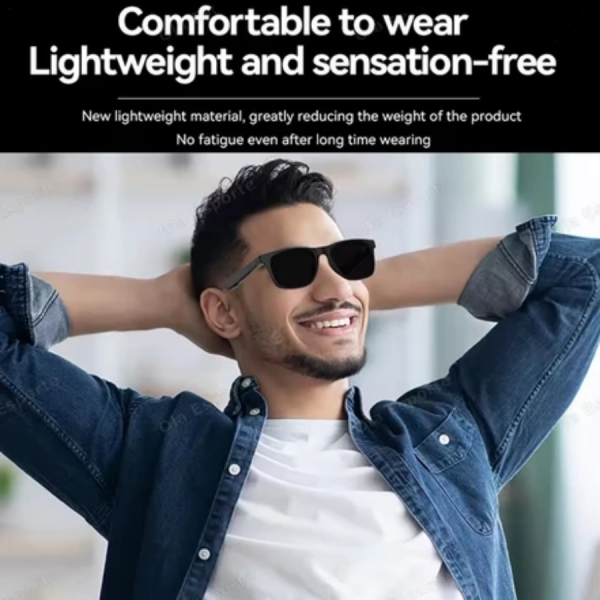 Fone De Ouvido Inteligente Bluetooth Óculos De Sol Chamada Esportes Ao Ar Livre Fones Alta Fidelidade Preto Tecnologia