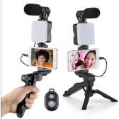 Kit Youtuber Tripe Vlog Live Suporte Celular Led com Microfone Fazer Vídeos