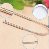 kit 3 Limpador de Língua Raspador Aço Inox Higiene Bucal contra mau hálito