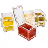 Kit 2 Organizador Acrílico 4 Potes Porta Temperos Gin Condimentos