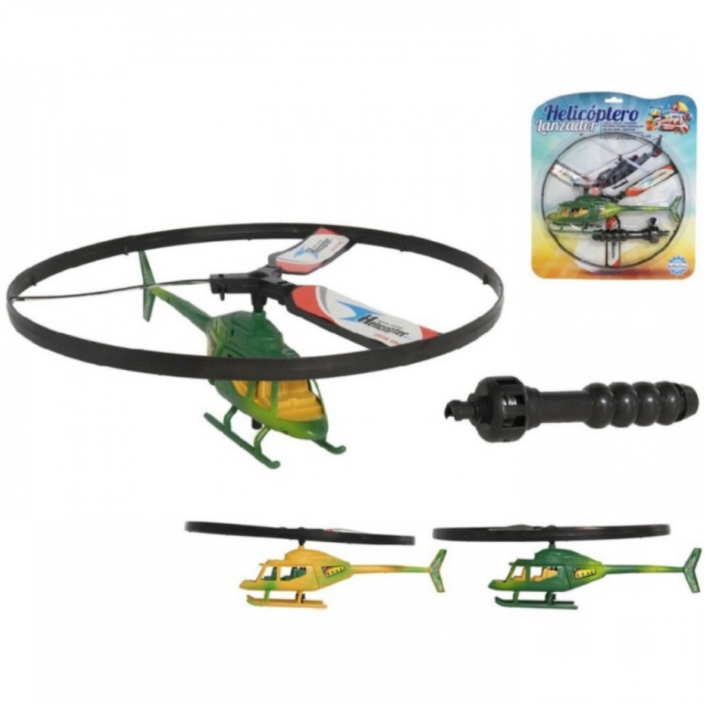 Helicóptero De Brinquedo Com Lançador À Corda Puxa Voa