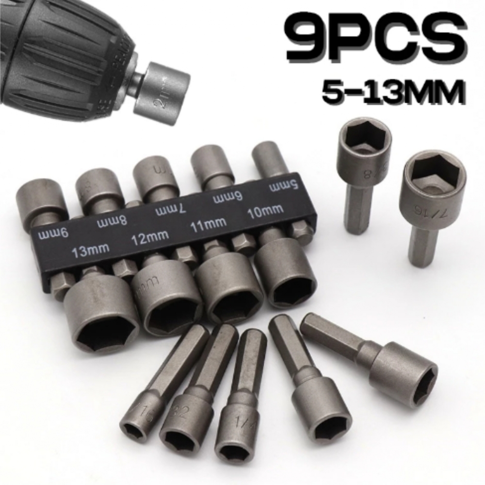 Kit de Jogo de Bits Soquete Canhão para Parafusadeira 5 A 13mm