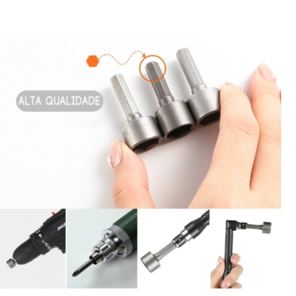 Kit de Jogo de Bits Soquete Canhão para Parafusadeira 5 A 13mm