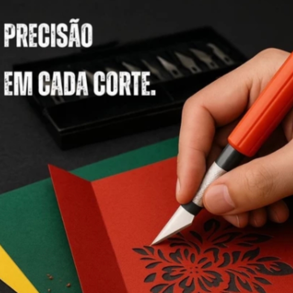 Kit Estilete de Precisão Profissional 13 Laminas Jogo Estilete Artesanato 16 Peças