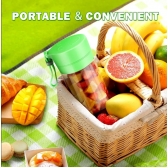 Mini Liquidificador Portátil Recarregável Com 6 Lâminas 380ML Cabo USB