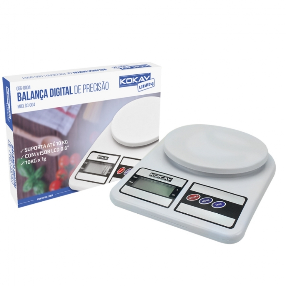 Balança De Cozinha Digital - Até 10kg- Com Pilha.