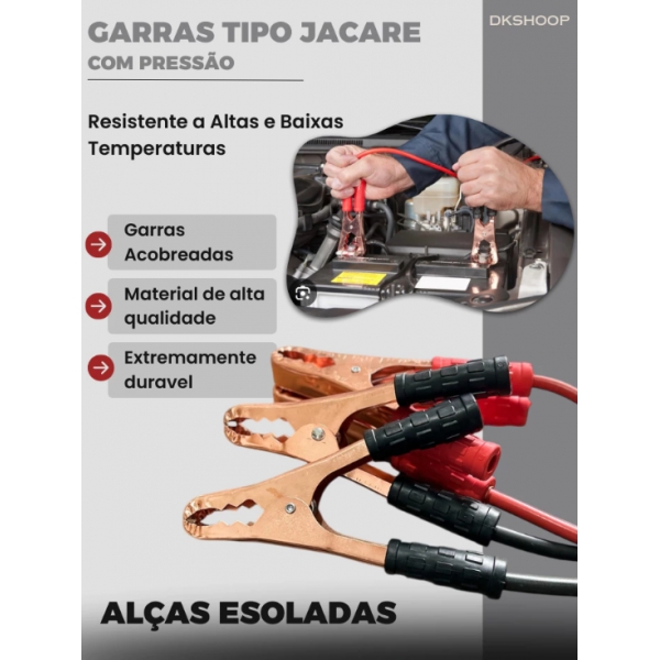 Cabo Chupeta Transferência 500 Amp Carro Caminhão Bateria Carga 10 MM Auxiliar de Partida