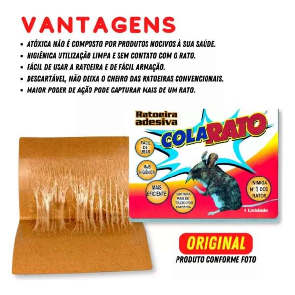 Ratoeira Adesiva Cola Forte Pega Rato Roedor