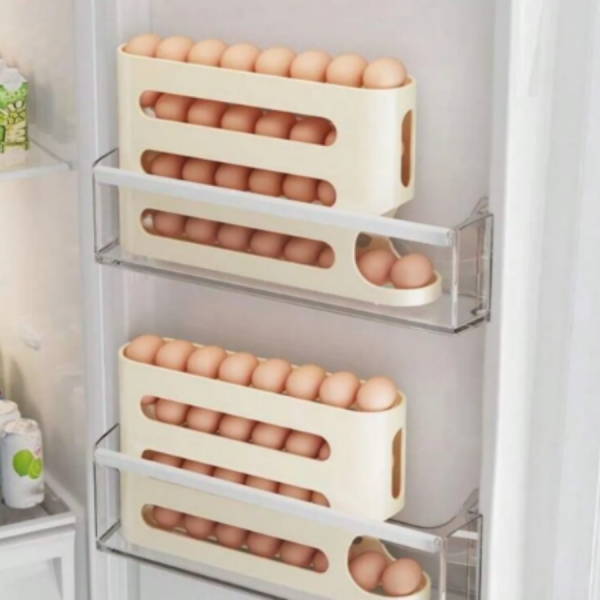 Porta Ovos Deslizante Organizador Para Geladeira De 4 Camadas Automática Rolantes