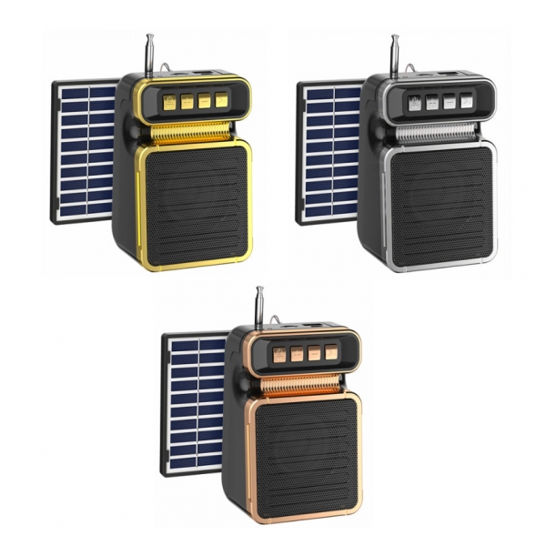 Caixa De Som Bluetooth Recarregável Solar USB FM Estilo Retrô Envio Aleatorio