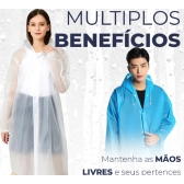 Capa Protetora De Chuva Unissex Reutilizável Resistente Com Capuz P/ Passeio Festas Impermeável