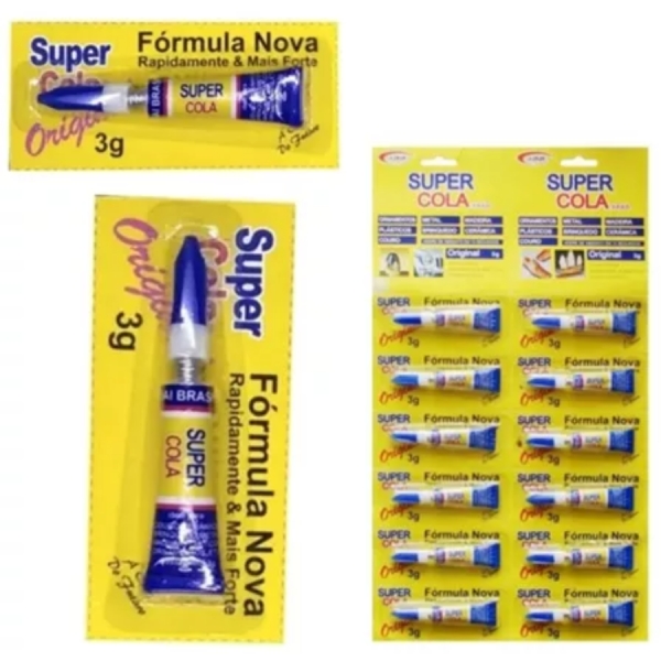 12 super cola super Bond cola tudo 3g Cartela com 12 colas