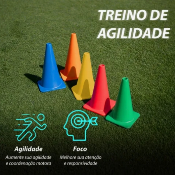 Kit 5 Cones Agilidade Treinamento Funcional Exercícios