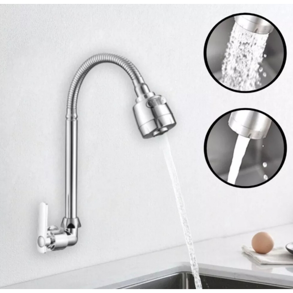 Torneira Cozinha Gourmet Bancada Parede Flexível 1/4 Volta Cromo