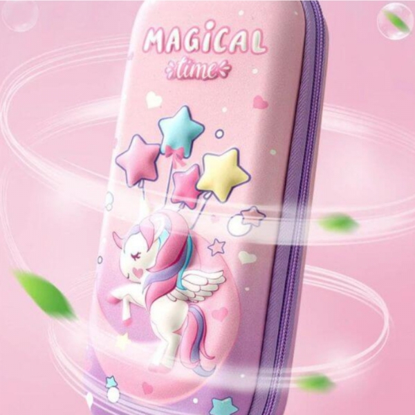 Estojo De Lápis Infantil Com Desenho De Unicórnio