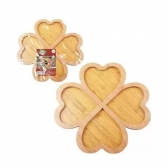 Bandeja Petisqueira Coração Tábua Madeira Bambu 4 Divisões 28cm