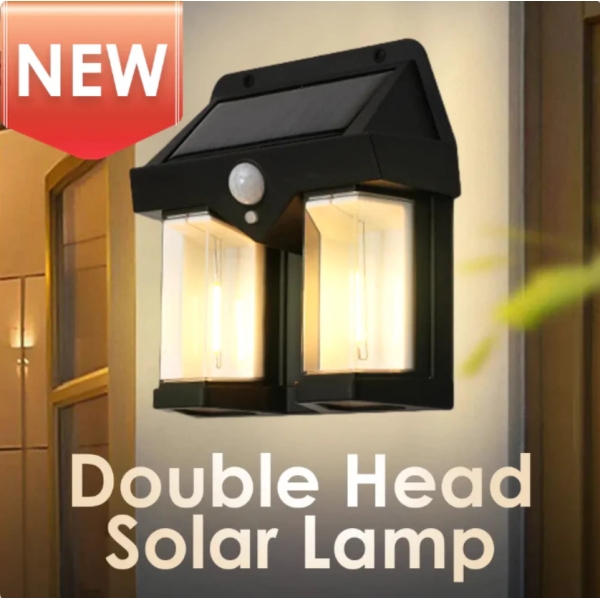Luminaria Solar LED Lâmpada Dupla De Parede Com Sensor de Presença Movimento IP66 Impermeável