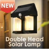 Luminaria Solar LED Lâmpada Dupla De Parede Com Sensor de Presença Movimento IP66 Impermeável
