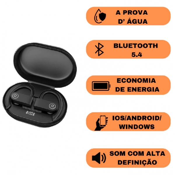 Fone De Ouvido Bluetooth Esportivo Sem Fio iOS E Android Resistente Água A Gold