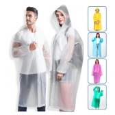 Capa Protetora De Chuva Unissex Reutilizável Resistente Com Capuz P/ Passeio Festas Impermeável