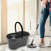 Mop Giratorio Balde 9 Litros Com Cesto Inox Cor Preto