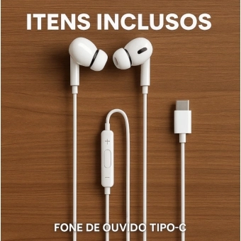 Fone de Ouvido Com Fio Tipo-C Borrachinha Borracha Anti-Ruído Com Microfone Premium Universal