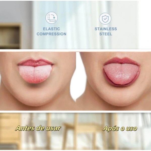 kit 2 Limpador Raspador De Língua Em Aço Inox Para Higiene Bucal Promoção