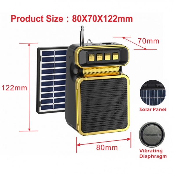 Caixa De Som Bluetooth Recarregável Solar USB FM Estilo Retrô Envio Aleatorio
