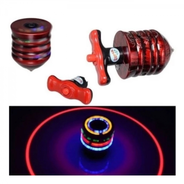 Pião Musical Luminoso Com Lançador Automatico Piao Com Luz